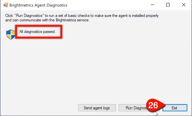 Diagnostics passed screen