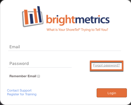 Forgot your password link on the Brightmetrics login page