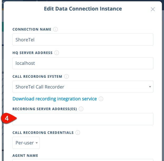 Recording server address field