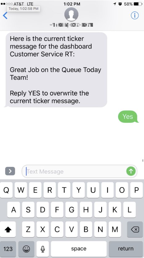 SMS confirmation exchange