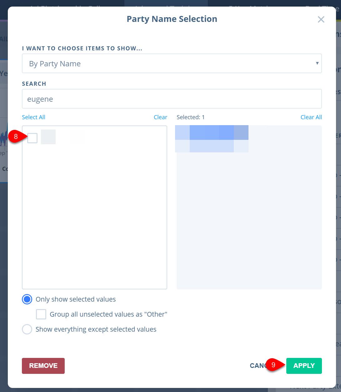 Agent name selection popup