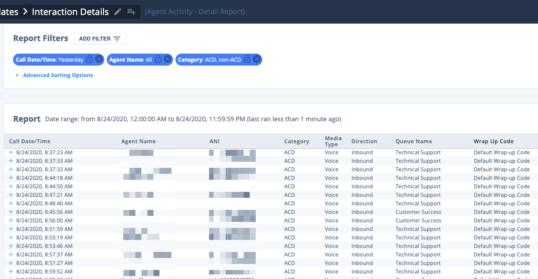 Interaction Details report example