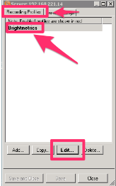 Recording profiles tab