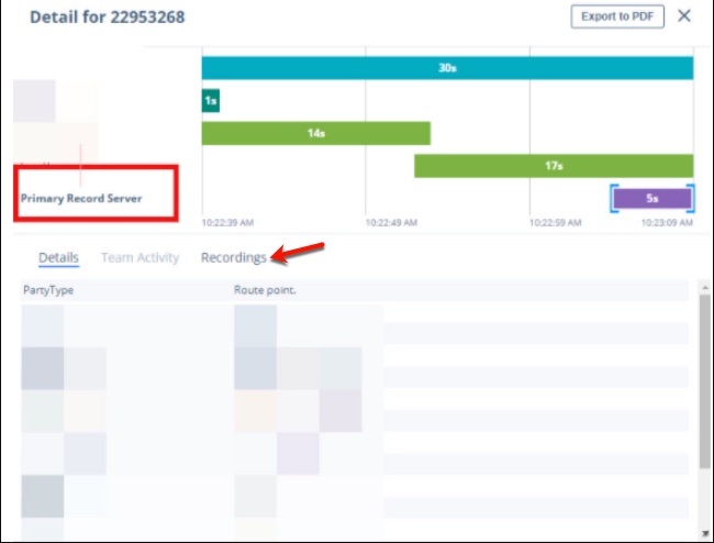 Accessing call recordings in Cradle-to-Grave report