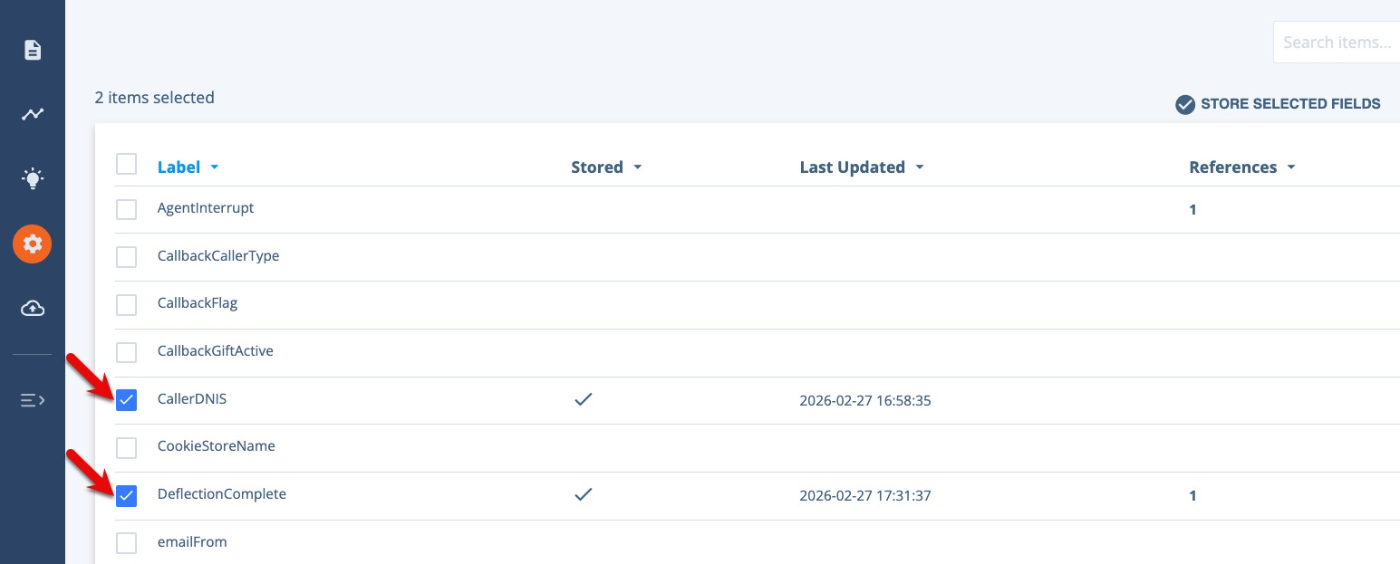 Selecting attributes for storage