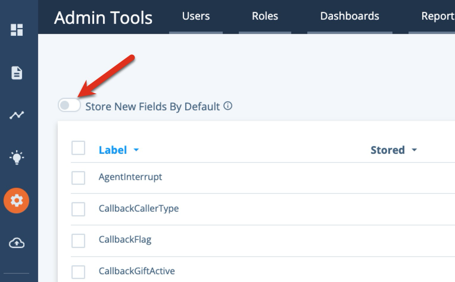 Store new fields by default toggle