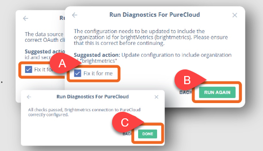 Diagnostics results screen