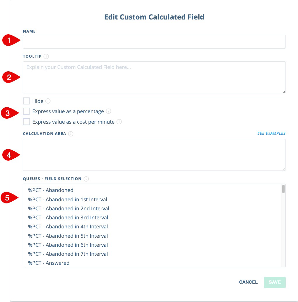 Edit Custom Calculated Field form
