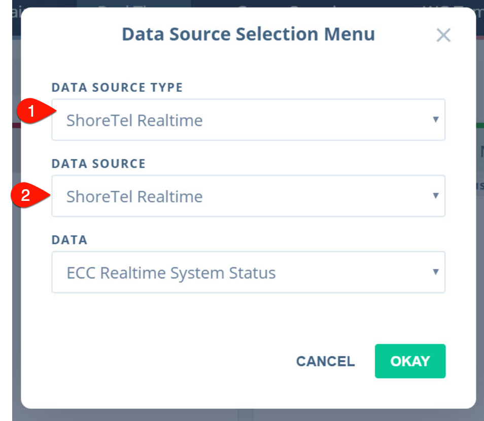 Data source selection screenshot