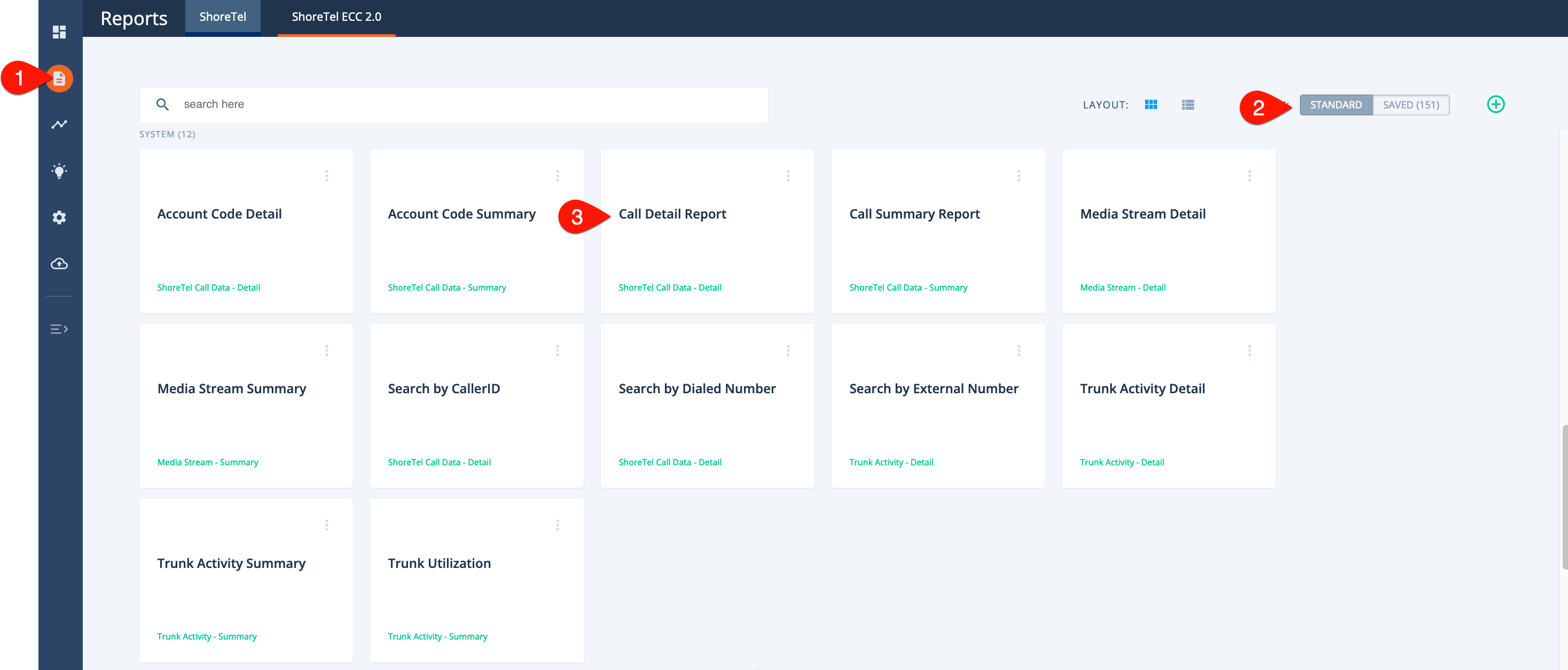 Call Detail Report selection