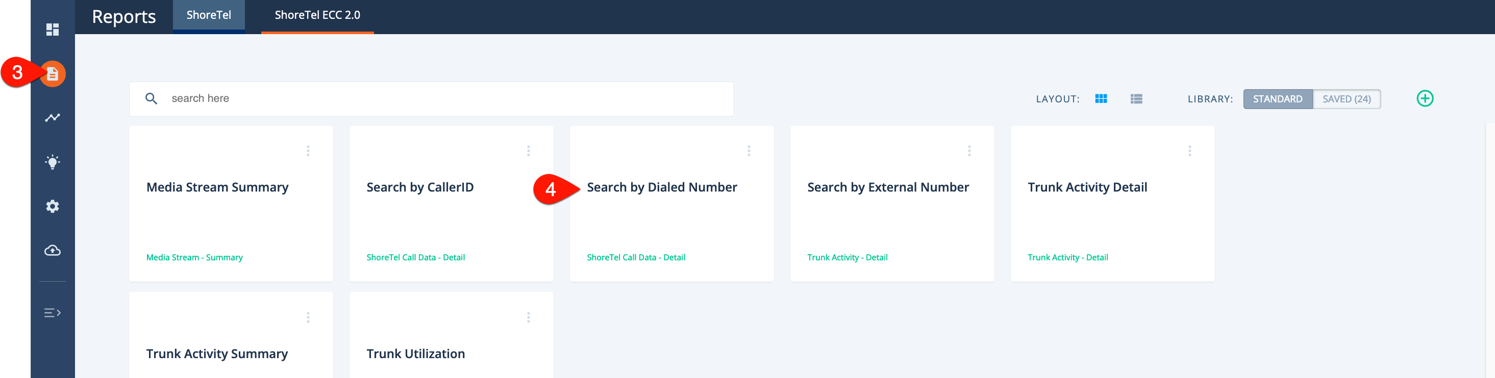 Search by Dialed Number report selection